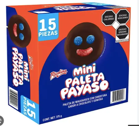 Mini Paleta Payaso Ricolino con 15 pzas de 25 g c/u