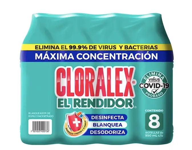 Blanqueador Líquido Cloralex 8 pzas 950 ml c/u