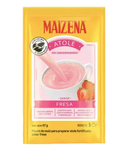 Fécula de maíz Maizena atole sabor fresa 47 g