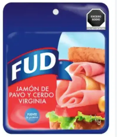 Jamón de Pavo y Cerdo FUD Virginia 1 Kg REBANADO
