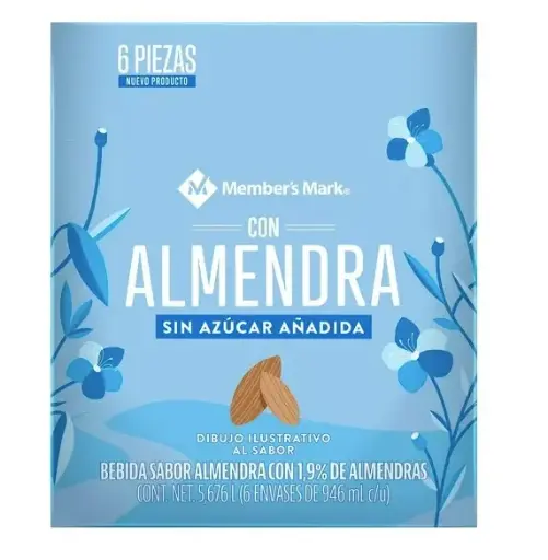 Bebida Member's Mark Sin Azúcar Sabor Almendra Añadida 6 pzas de 946ml c/u